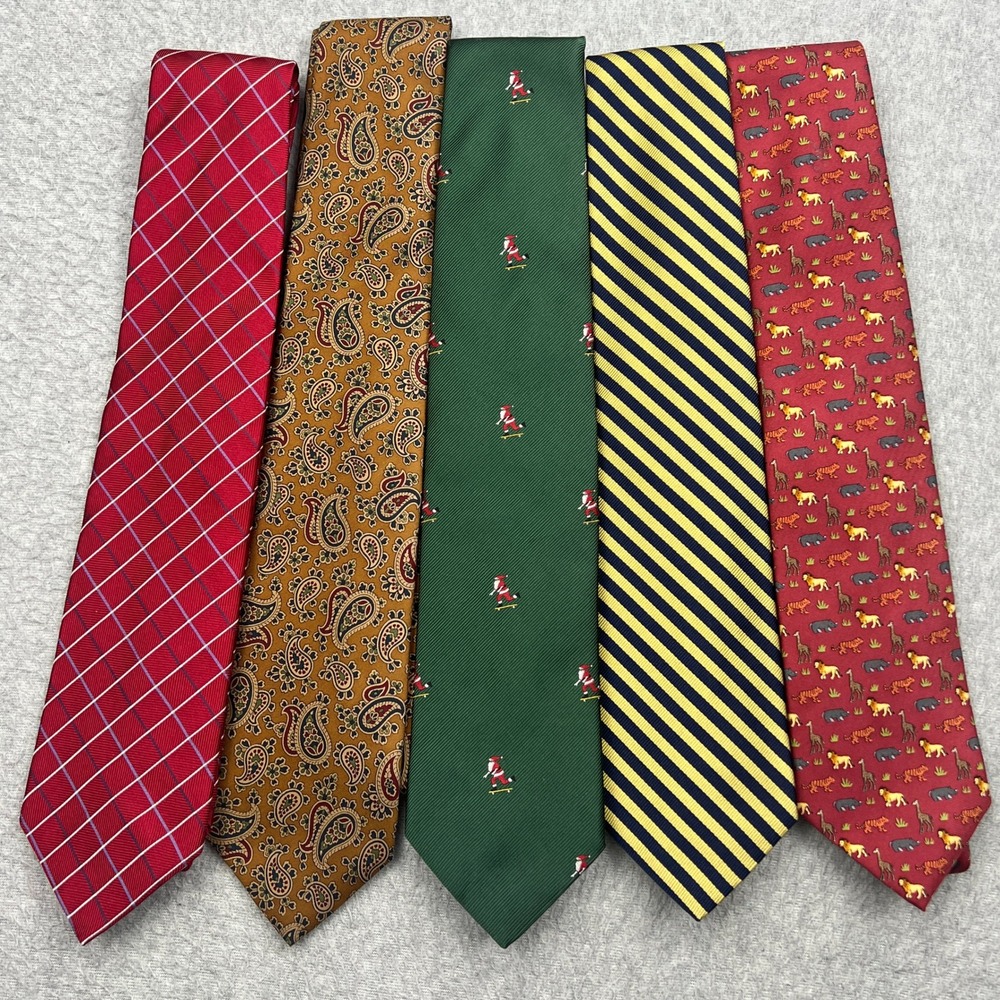 Lot Brooks Brothers 100% Silk Tie Mens Novelty Paisley Stripe Christmas Zoo 5pc